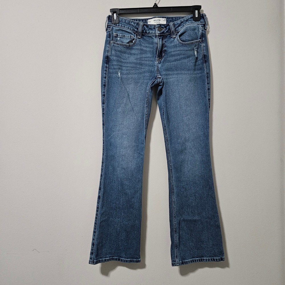 Hollister Low Rise Bootcut Jeans Womens 6R W28 Medium Wash Distressed Blue Denim